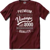 Vintage Legend Sinds 2000 - verjaardag en feest cadeau - Kado tip - T-Shirt - Unisex - Burgundy - Maat S