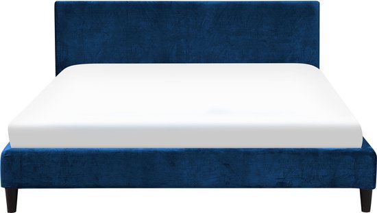 FITOU - Tweepersoonsbed - Blauw - 160 x 200 cm - Fluweel