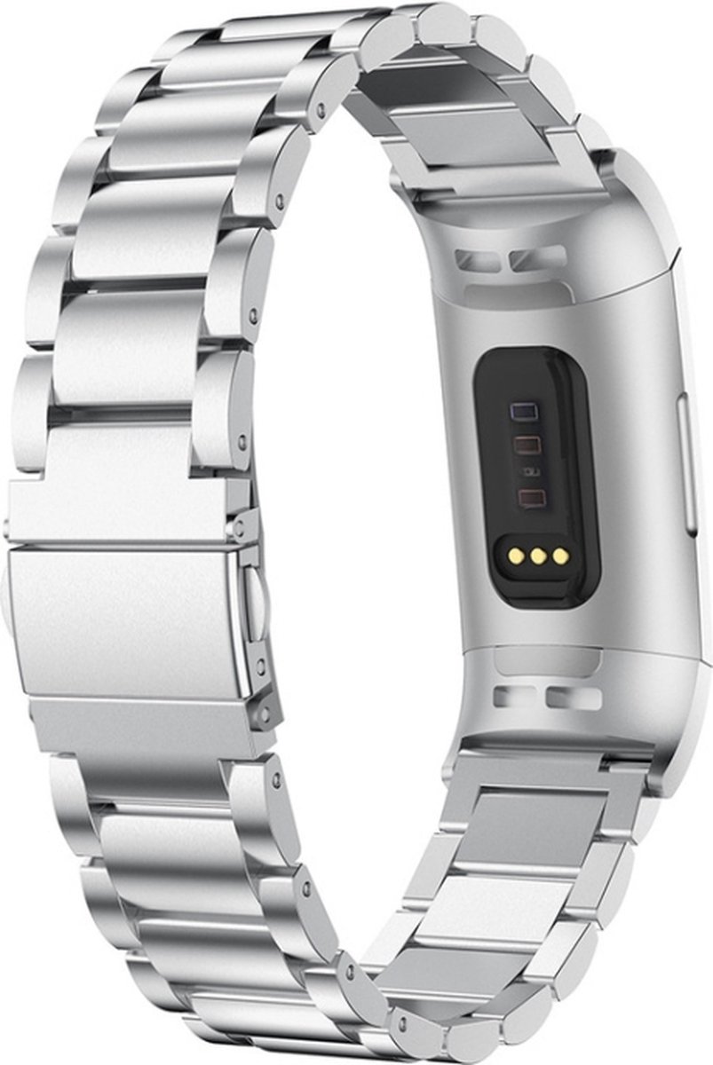 Stalen bandje - RVS - geschikt voor Fitbit Charge 3 / Charge 4 - zilver