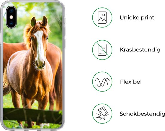 Coque iPhone Xs - Paarden - Légère - Prairie - Coque de téléphone en Siliconen