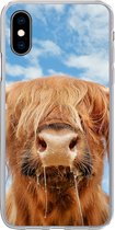 Geschikt voor iPhone X hoesje - Schotse Hooglander - Wolk - Dieren - Siliconen Telefoonhoesje