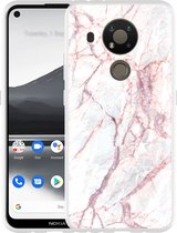 Nokia 3.4 Hoesje White Pink Marble - Designed by Cazy