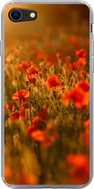 Geschikt voor iPhone SE 2020 hoesje - Oranje gloed over de Klaprozen in het veld - Siliconen Telefoonhoesje