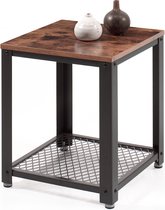 Table d'appoint carrée bois et acier - 55cm de haut et 45cm de large - Noir / Vintage Country Brown