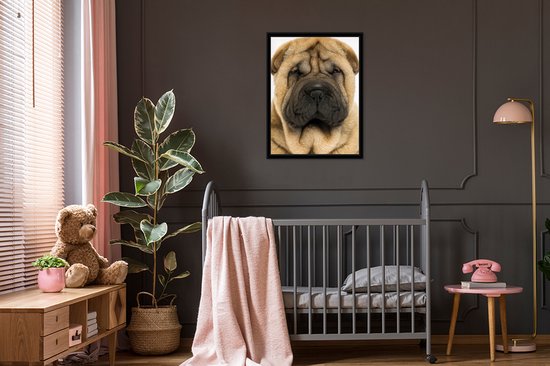 Poster sous cadre photo enfants - Chien - Garçons - Sharpei - Animaux domestiques - Filles - Enfants - Décoration murale filles - 60x80 cm - Décoration pour chambre d'enfant - Poster chambre