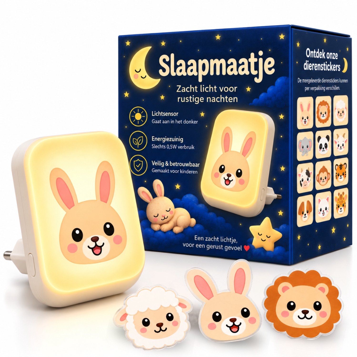 Gigandia Slaapmaatje Nachtlampje Stopcontact Baby & Kinderen - Automatische Lichtsensor - Dimbaar Warm Wit Licht - 1 Stuk