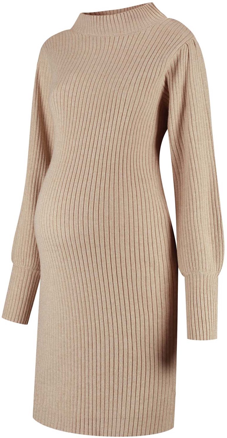 Prénatal zwangerschapsjurk - positiekleding - Light Brown Melange - Maat S