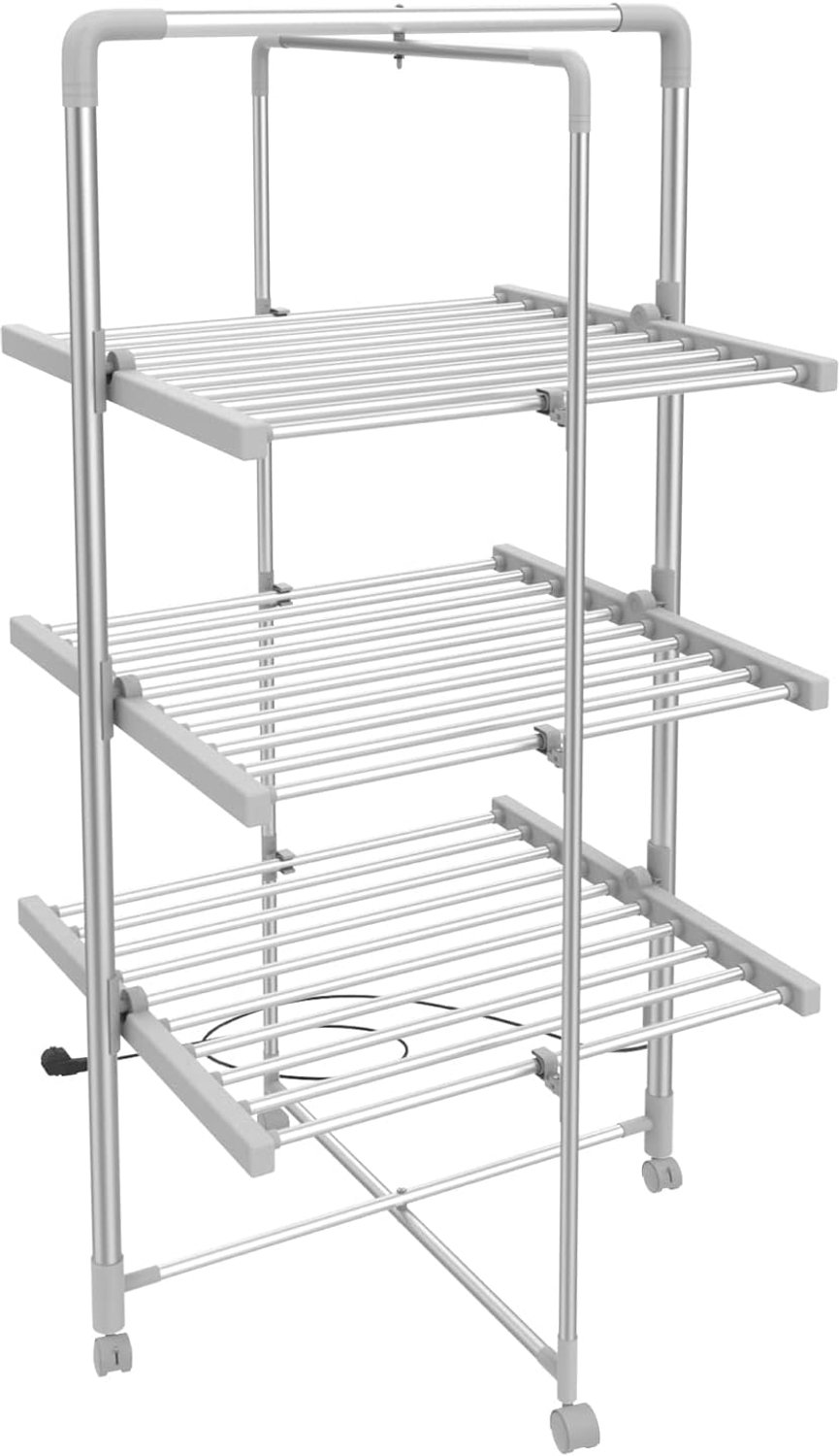 QEVA Elektrisch Droogrek - Droogrek Elektrisch - Verwarmde Droogrek - Wit - 9cm x 72cm x 143cm