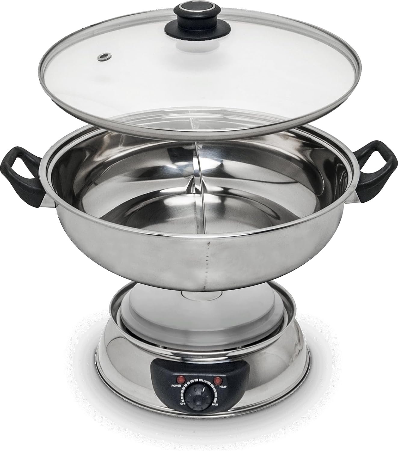 Remo - Electric fondue pot - 2 compartments - 4.5 liters - Ø30cm - Electric hotpot - 2 separate compartments - ShopVlot