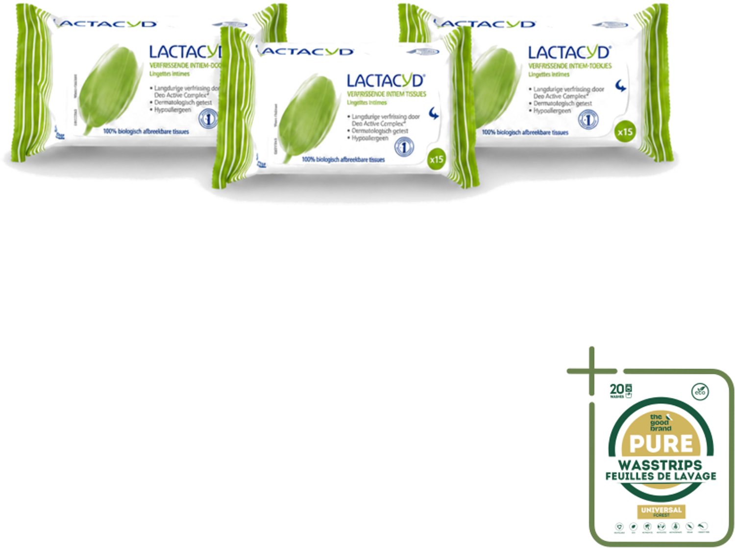 3 x Lactacyd - Intieme Doekjes - Verfrissend - Zeepvrij - Biologisch Afbreekbaar - 15 Doekjes - Intieme Doekjes - Verfrissend - Biologisch Afbreekbaar - Melkzuur - Menthol