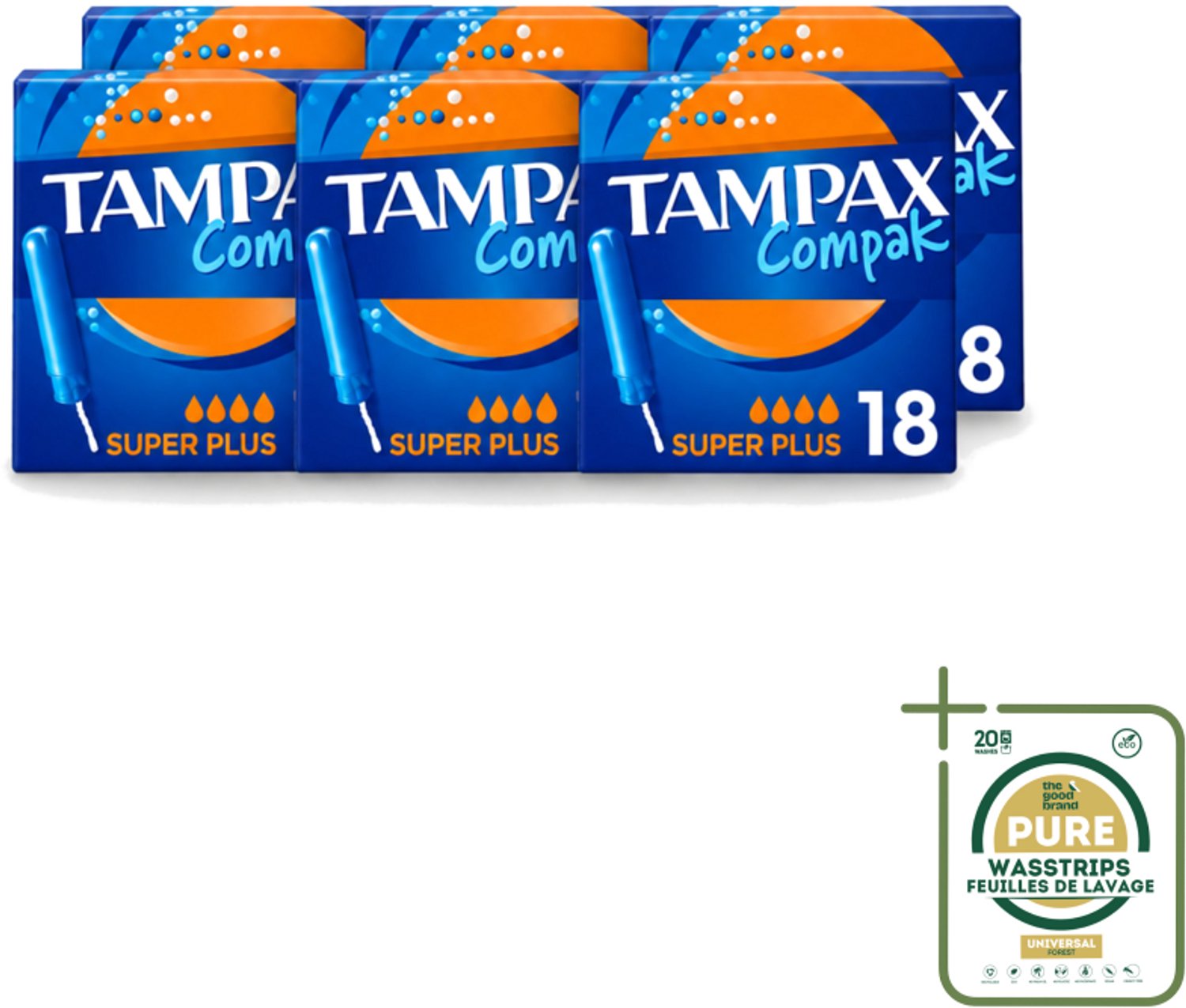 6 x Tampax Compak – Tampons – Super Plus - Tampons - Menstruatie - Menstruatiebescherming - Super Plus - Absorptie