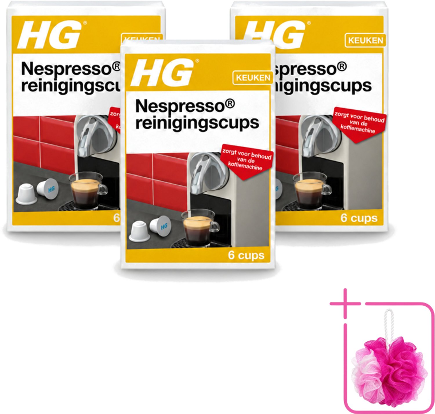 3 x HG - Nespresso Reinigingscups - Verwijdert Grondig Vet & Aanslag - 6 Reinigingscups - Bulkverpakking - Nespresso reinigen - Douchemop - Koffie reinigen