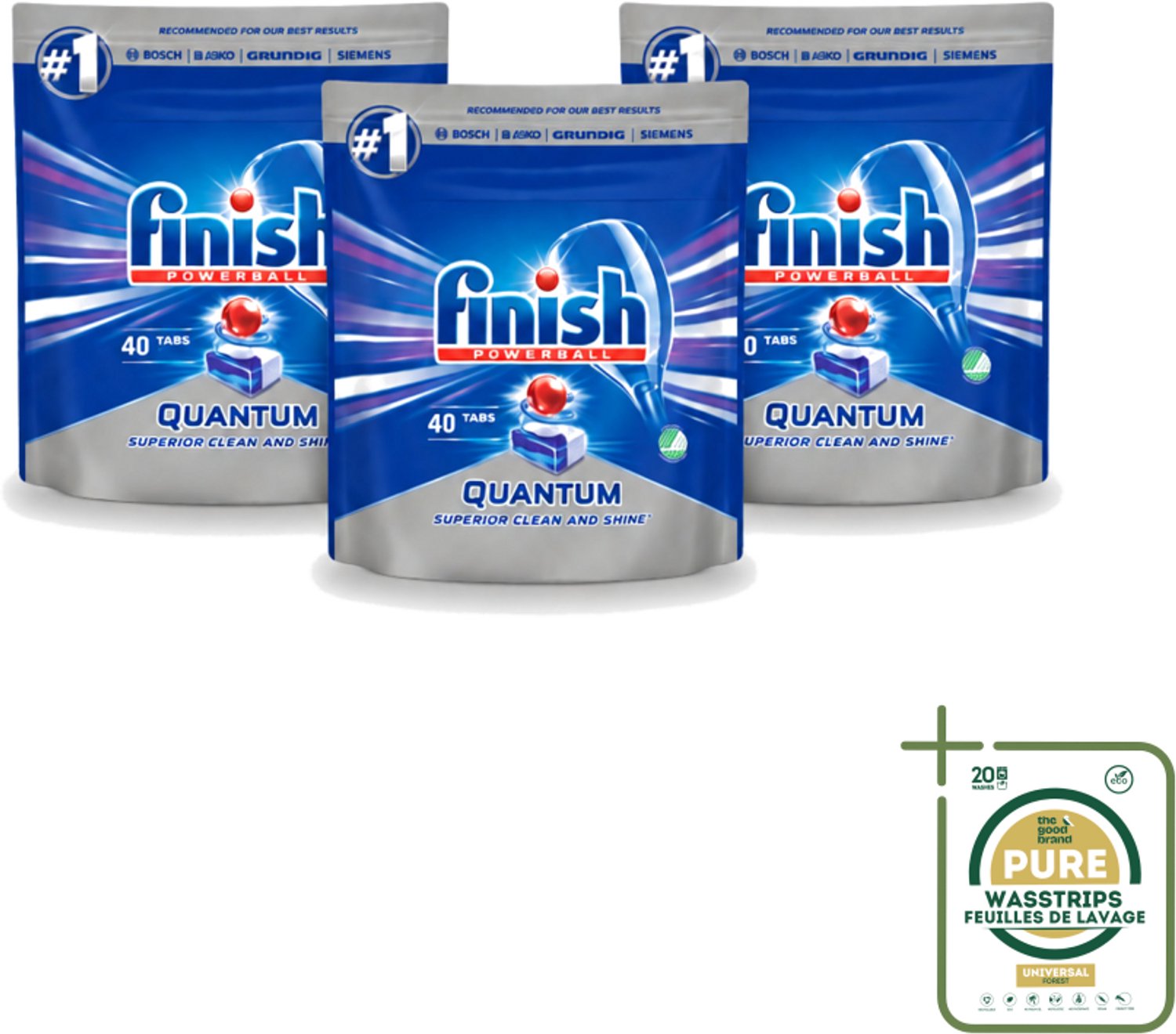3 x Finish – Vaatwastabletten – Quantum Regular – 40 Capsules - Wasstrips - Vaatwastabletten - Vaatwasser - Vaat Reinigen - Vaatwasser Tablet - Vaatwasser Tabletten
