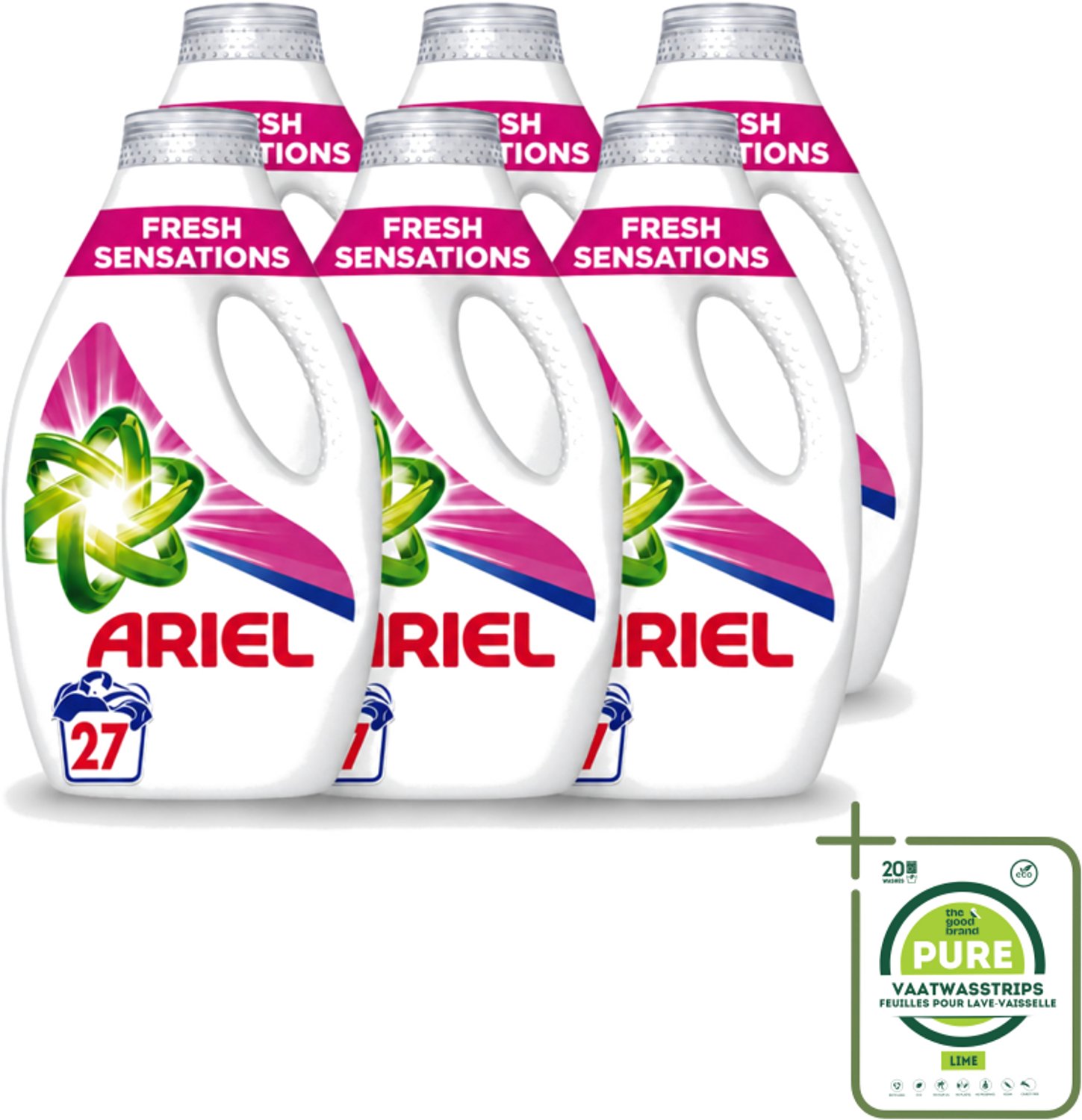 6 x Ariel Original - Fresh Sensations - Vloeibaar Wasmiddel - Witte en Lichtgekleurde Was - 27 Wasbeurten - Grootverpakking - Vaatwasstrips - Vloeibaar Wasmiddel - Frisse Geur - Reiniging - Wasbeurt - Witte Kleding