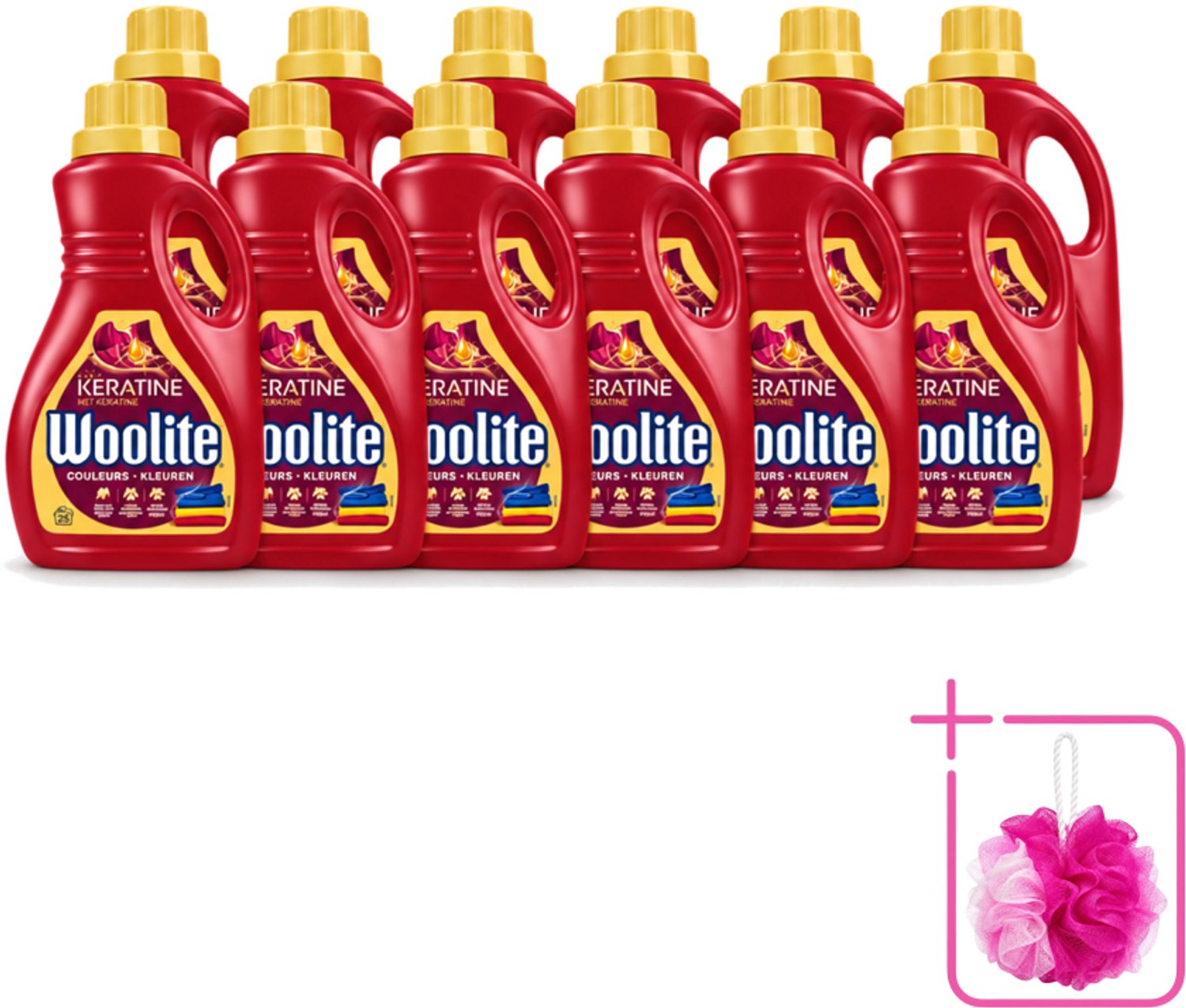 12 x Woolite Color - Vloeibaar Wasmiddel - Met Keratine - Gekleurde Was - 25 Wasbeurten - 1,5L - Bulkverpakking - Gekleurde was - Douchemop - Keratine wasmiddel