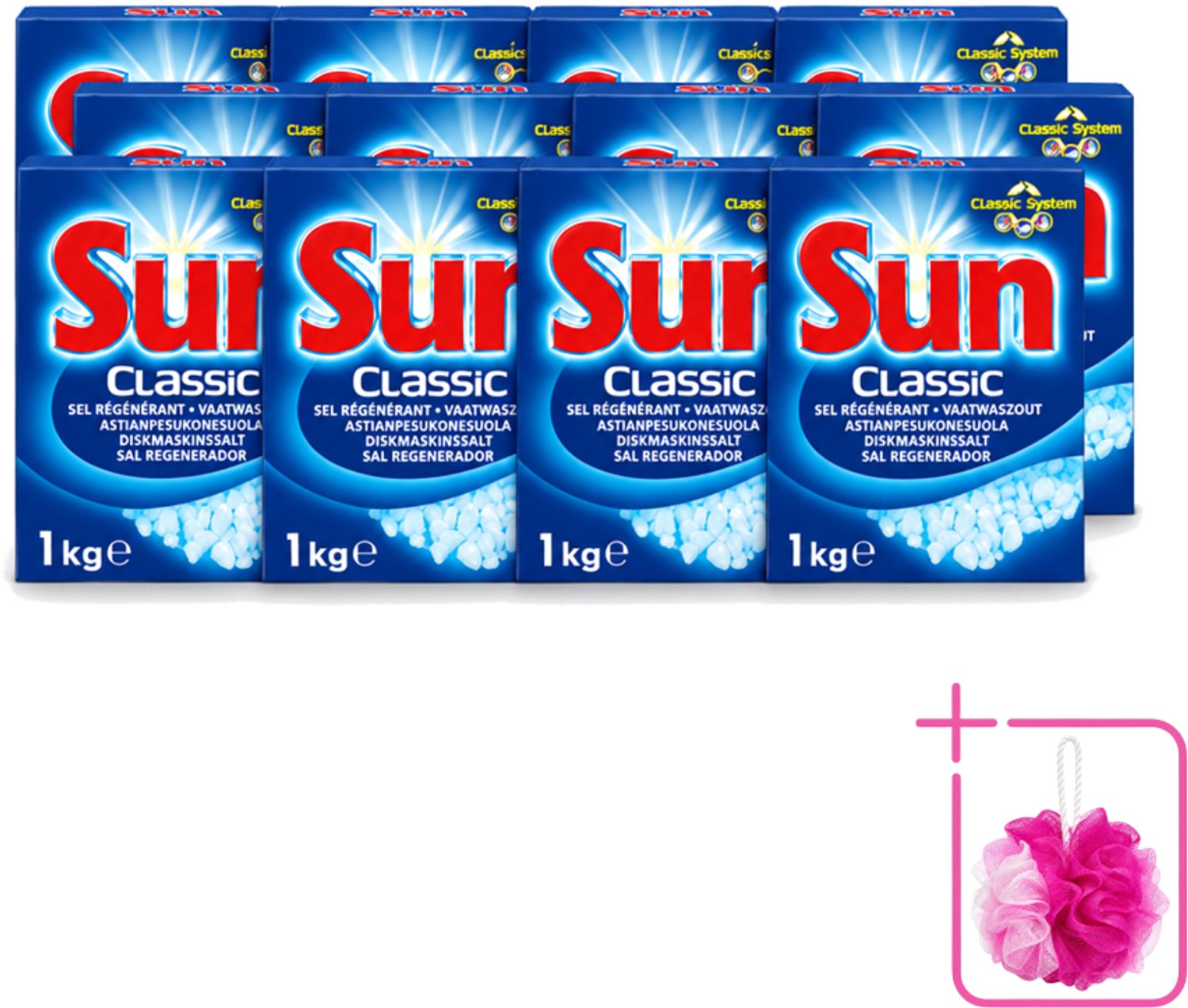 12 x Sun Classic - Vaatwaszout - Klassiek Systeem - 1 kg - Bulkverpakking - Vaatwaszout - Douchemop - Kalkaanslag voorkomen