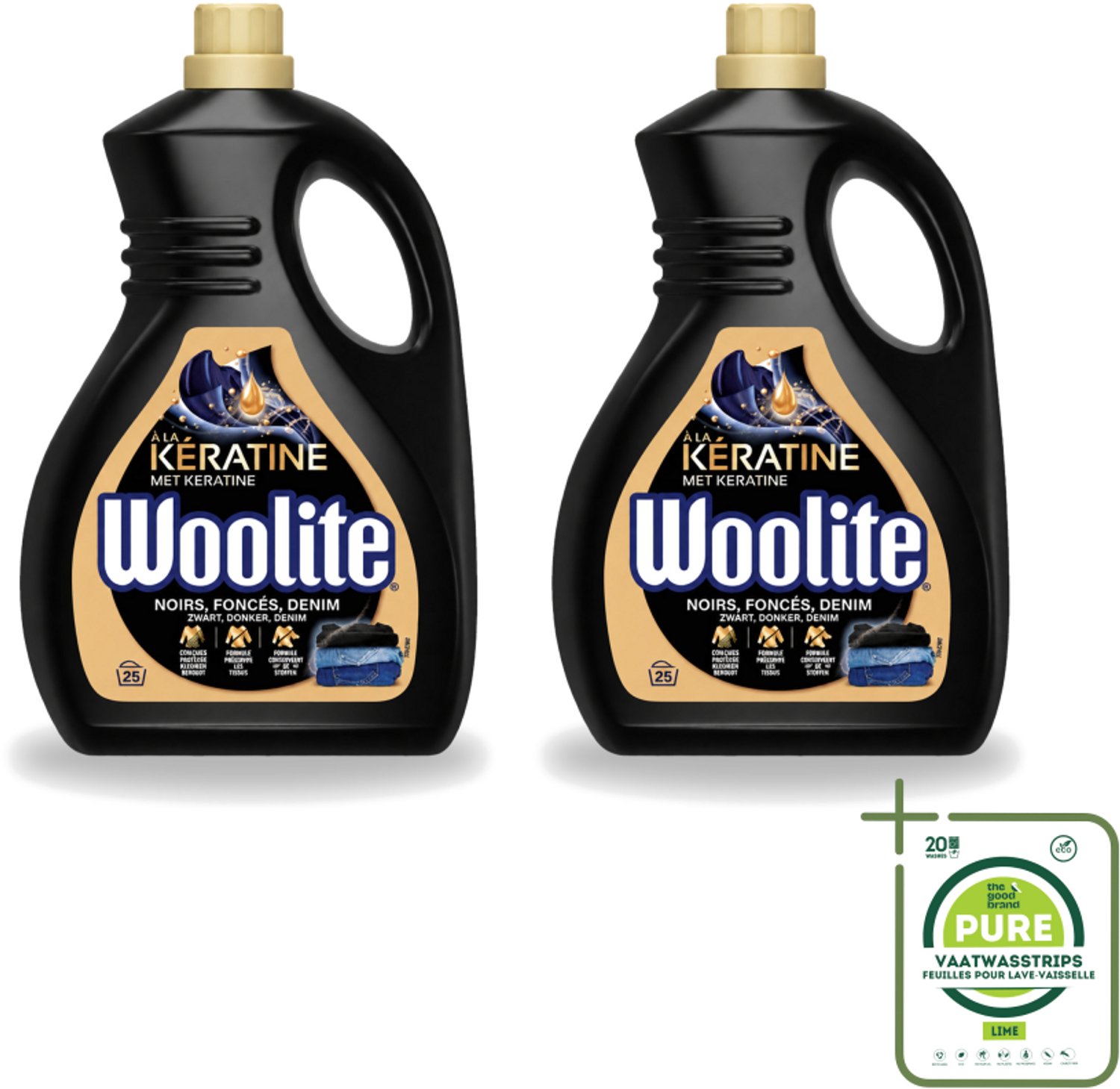 2 x Woolite Dark - Vloeibaar Wasmiddel - Met Keratine - Donkere & Denim Was - 25 Wasbeurten - 1,5L - Grootverpakking - Donker Wasmiddel - Denim Wasmiddel - Kleurbeschermend Wasmiddel - Keratine Wasmiddel - Wasmiddel Voor Donkere Kleding