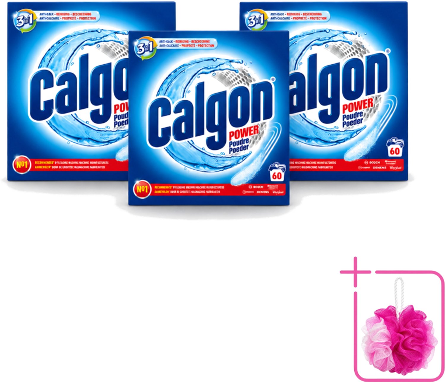 3 x Calgon – Wasmachinereiniger Poeder – 3-in-1 Power Anti-Kalk – 60 doseringen - Bulkverpakking - Wasmachine reiniger - Douchemop - Anti-kalk poeder