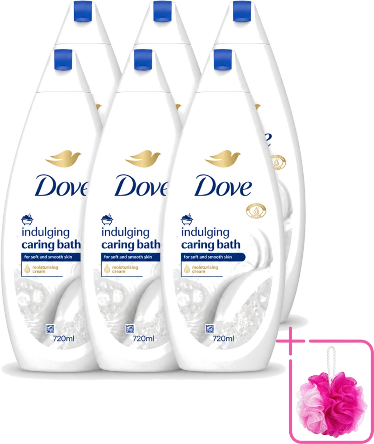 6 x Dove – Badcrème – Indulging Cream – 720 ml - Bulkverpakking - Badcrème - Douchemop - Badcrème 720 ml