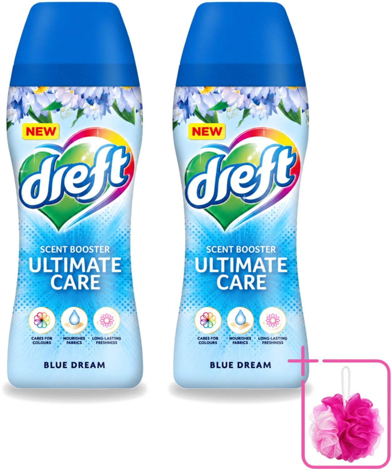 2 x Dreft - Ultimate Care - Wasverzachter - Geurbooster - Gekleurde Was - Blauwe Droom - 15 Wasbeurten - Bulkverpakking - Wasmiddel - Douchemop - Geurbooster