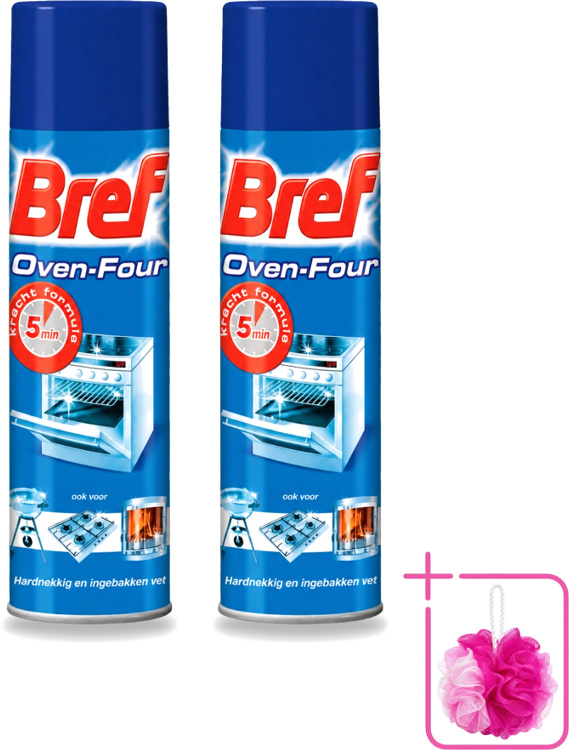 2 x Bref - Oven Spray - Tegen Hardnekkig en Ingebakken Vet - 450 ml - Bulkverpakking - Oven reinigen - Douchemop - Vet verwijderen