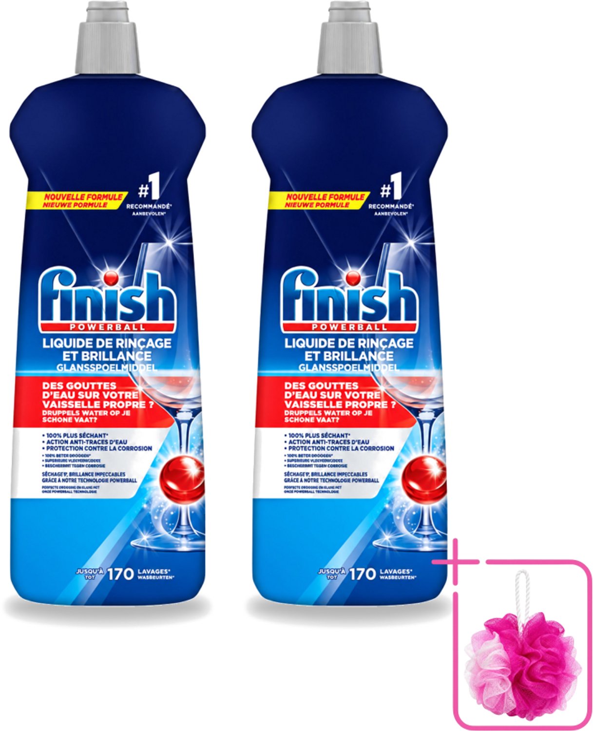 2 x Finish Powerball - Glansspoelmiddel - Anti-Corrosie & Anti-Vervaging - 170 Afwasbeurten - 800ml - Bulkverpakking - Glansspoelmiddel - Douchemop - Vaatwasmiddel