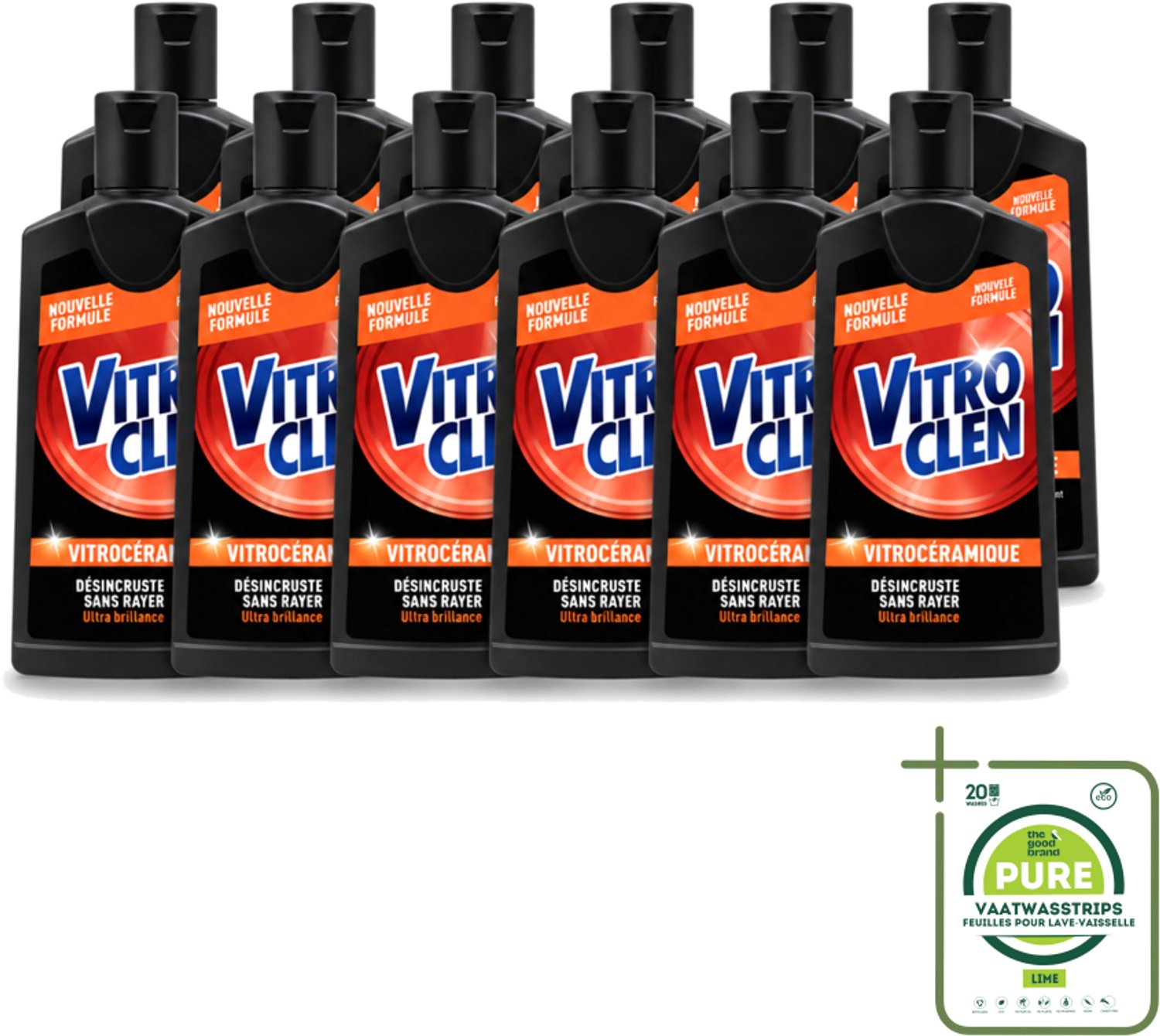 12 x Vitroclen - Kookplaatreiniger - Keramisch & Inductie - Ultra Glans - 310 ml - Grootverpakking - Vaatwasstrips - Kookplaat Reinigen - Keramische Kookplaat Reinigen - Inductiekookplaat Reinigen - Kookplaat Glans - Kookplaat Reiniger