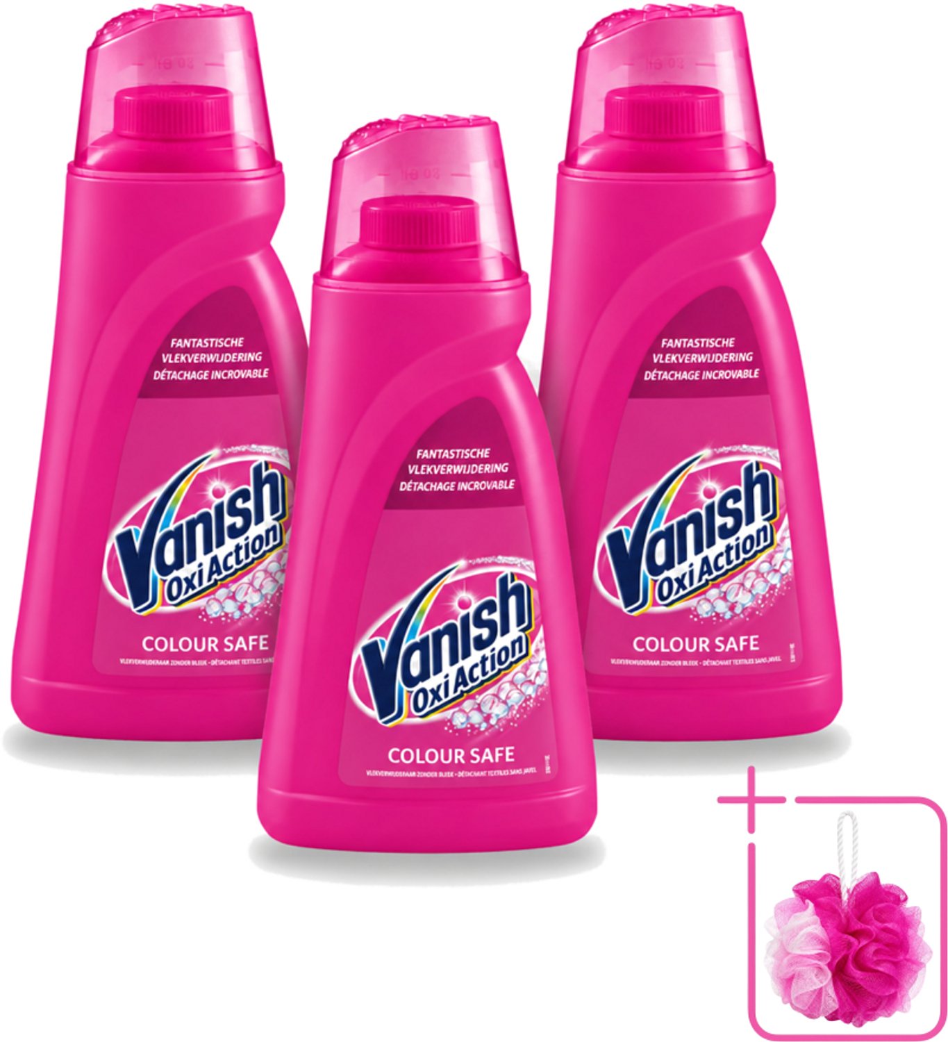 3 x Vanish Oxi Action - Veilige Kleur - Vlekkenverwijderaar Gel - Zonder Bleek - Gekleurde Was - 1 L - Bulkverpakking - Vlekkenverwijderaar - Douchemop - Vetvlekken
