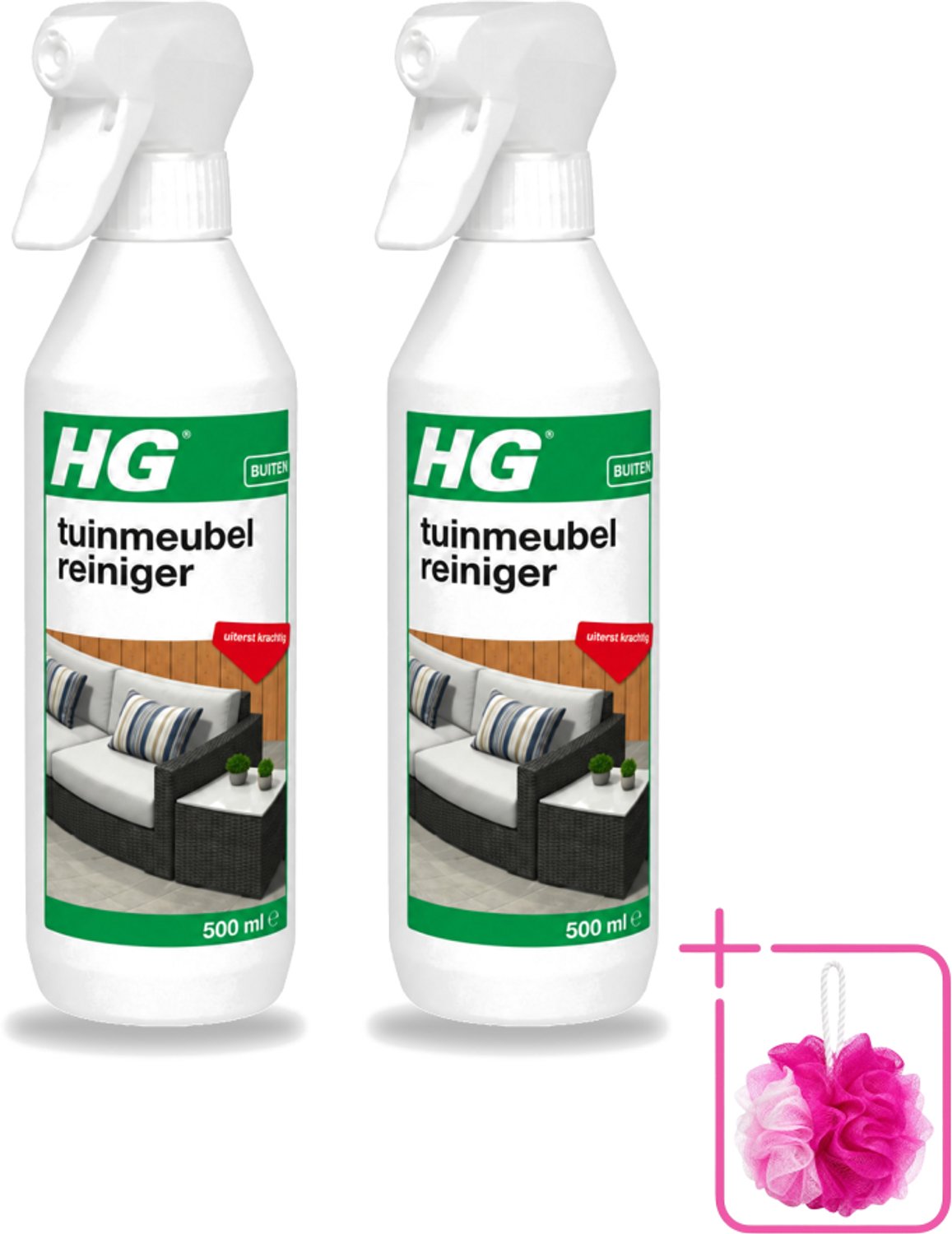 2 x HG - Buiten - Tuinmeubelreiniger - Uiterst Krachtig - 500 ml - Bulkverpakking - Tuinmeubel reinigen - Douchemop - Tuinmeubel reiniger