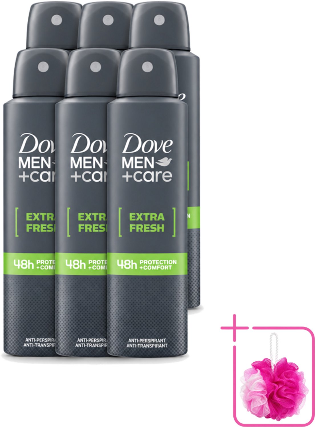 6 x Dove Men+Care - Extra Fresh - Deospray - Anti-Transpirant - 150 ml - Bulkverpakking - Dove Men+Care Extra Fresh Deospray - Douchemop - Deospray voor mannen