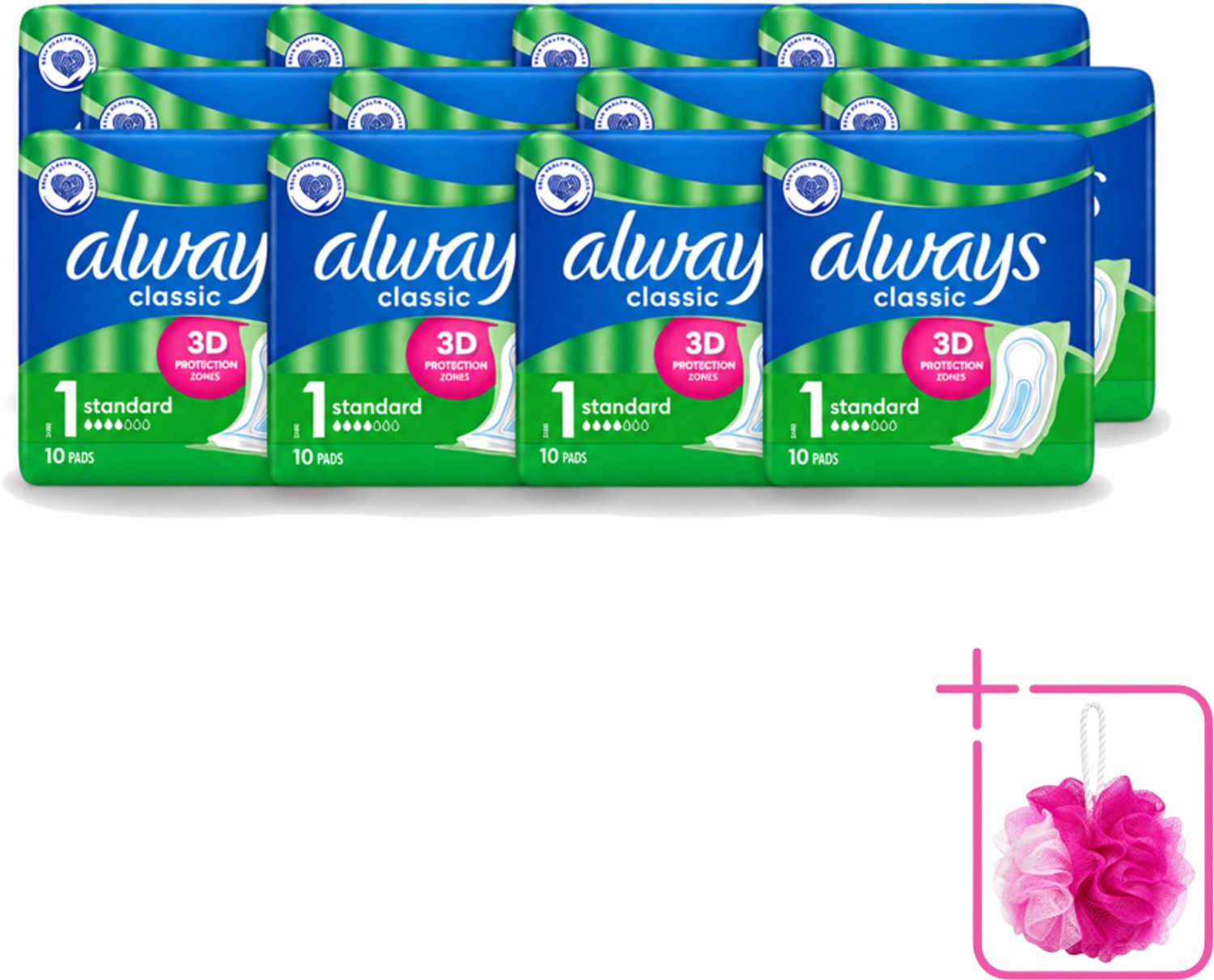 12 x Always Classic - Maandverband - Standaard - 3D Bescherming - 10 Maandverbandjes - Bulkverpakking - Maandverband - Menstruatie