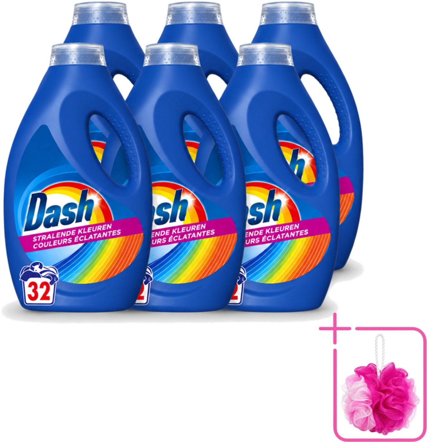 6 x Dash - Stralende Kleuren - Vloeibaar Wasmiddel - Gekleurde Was - 32 Wasbeurten - Bulkverpakking - Wasmiddel voor gekleurde kleding - Douchemop - Kleurbehoud