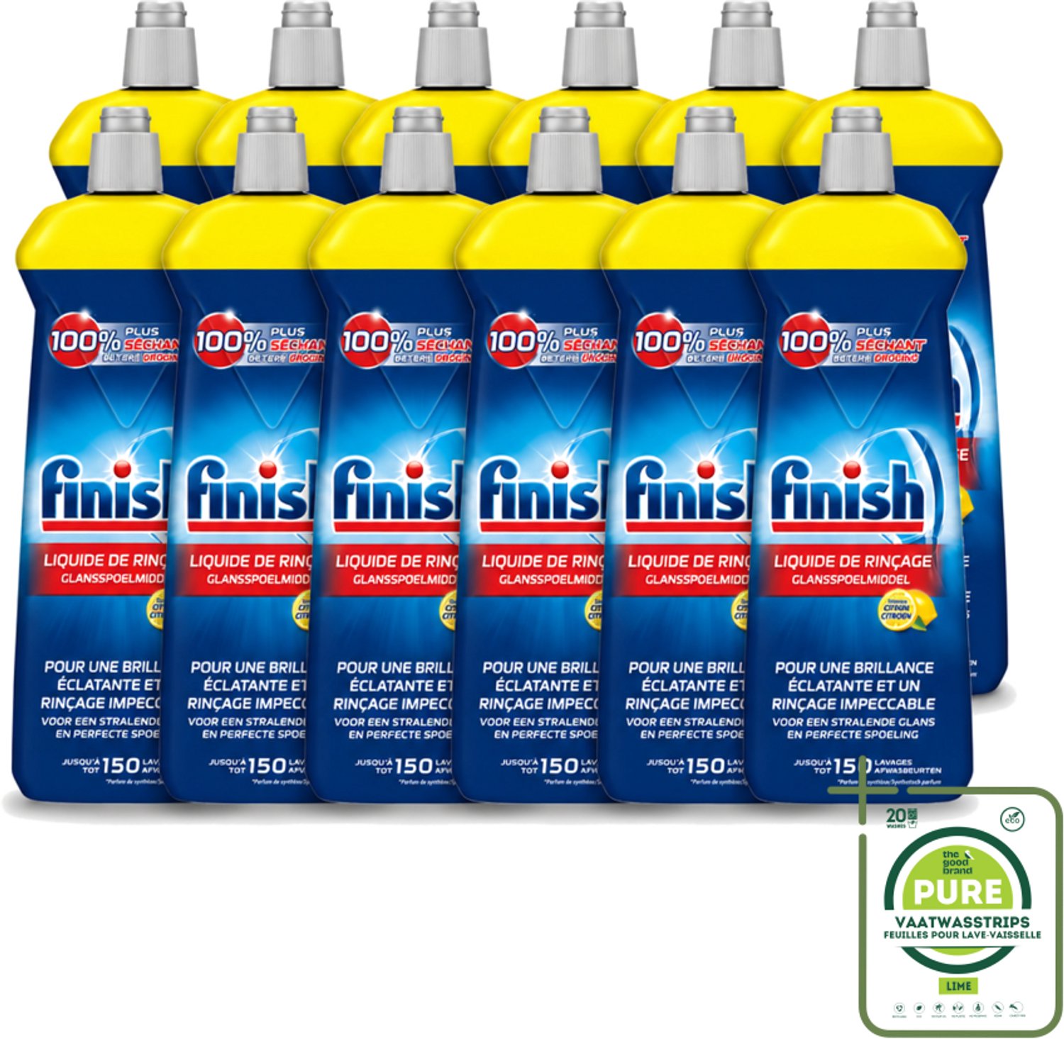 12 x Finish – Glansspoelmiddel – Citroen – 800 ml - Grootverpakking - Glansspoelmiddel Citroen - Glansspoelmiddel - Vaatwasser - Glans - Droogresultaat