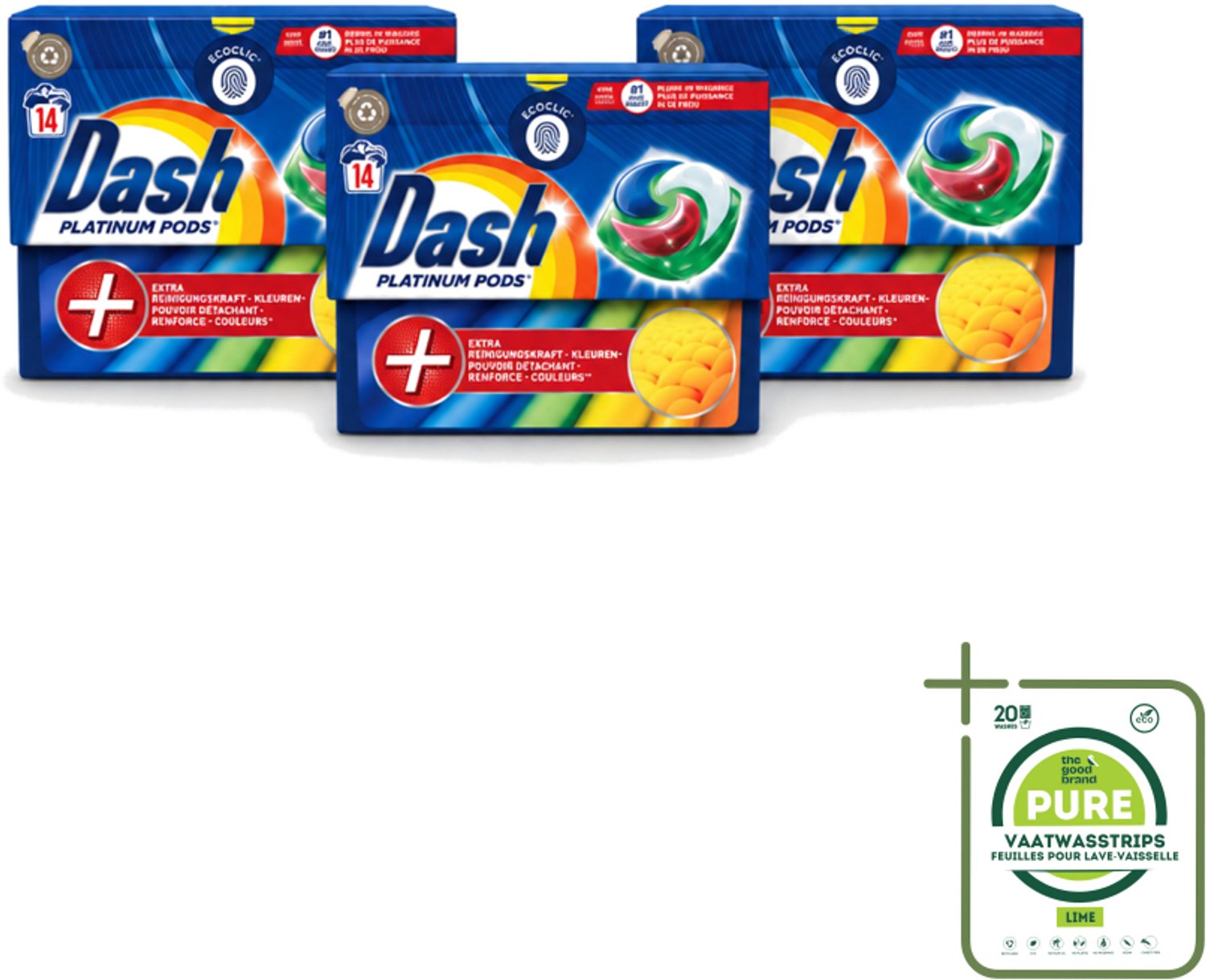 3 x Dash Platinum - Wasmiddel Capsules - Gekleurde Was - 14 Wasbeurten - Grootverpakking - Vaatwasstrips - Gekleurde Was - Wasbeurten - Vlekverwijdering - Wasmiddel - Wascapsules