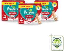 3 x Pampers - Baby-Dry Pants - Luierbroekjes - Maat 4 (9-15 kg) - Comfort Fit - 108 Luiers - Grootverpakking - Vaatwasstrips - Baby Luier - Baby Droge Huid - Snel Verschonen - Luier Voor Baby - Luier Maat 4