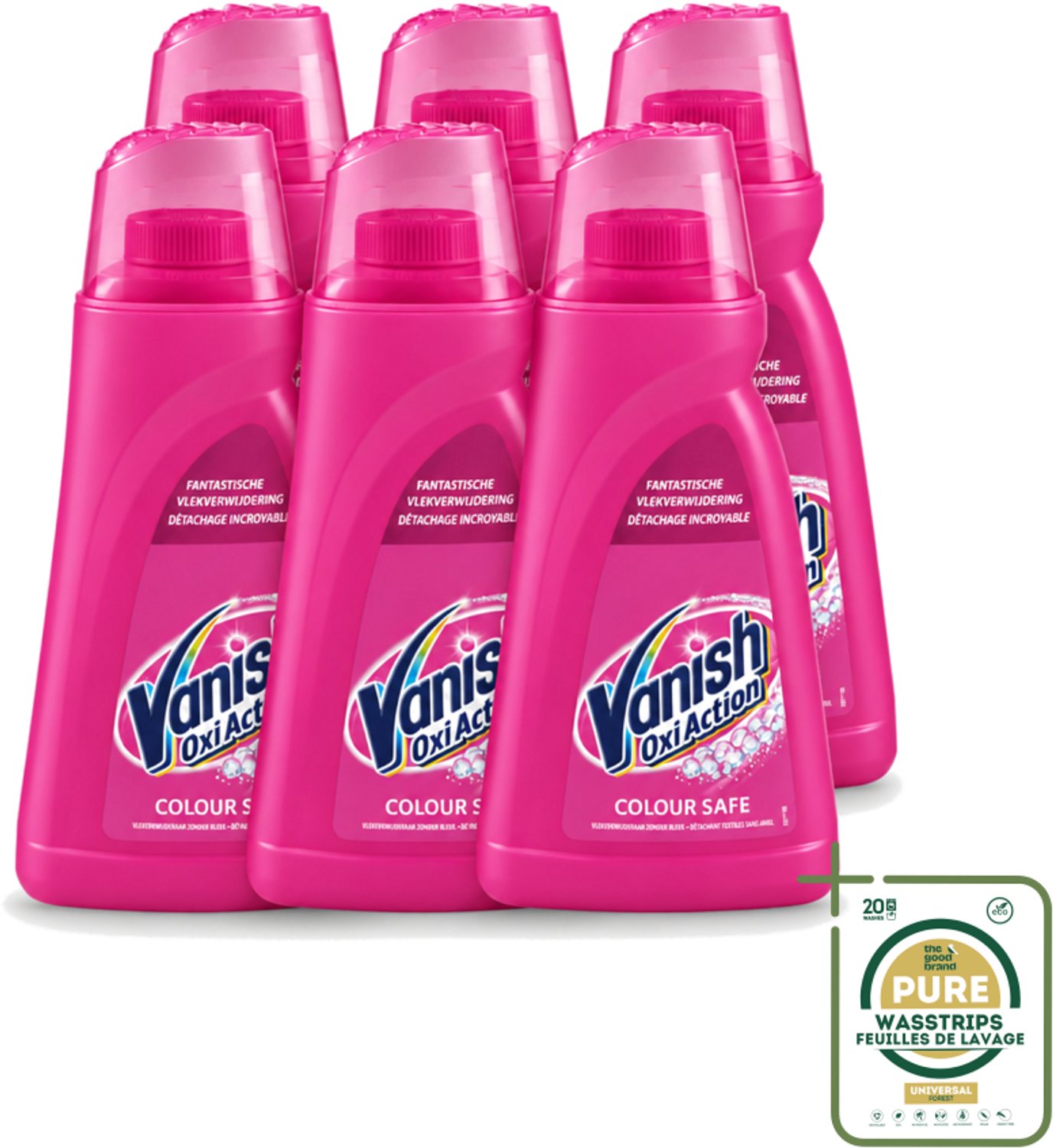 6 x Vanish Oxi Action - Veilige Kleur - Vlekkenverwijderaar Gel - Zonder Bleek - Gekleurde Was - 1 L - Wasstrips - Vlekkenverwijderaar - Vetvlekken - Olievlekken - Make-upvlekken - Tomatensausvlekken