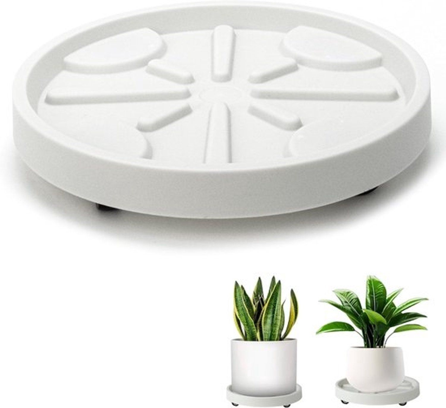 Plantenroller Rond - Bloempot Onderzetter - Planten Verplaatsen - 360 Graden Draaibaar - Ø22cm - Beige