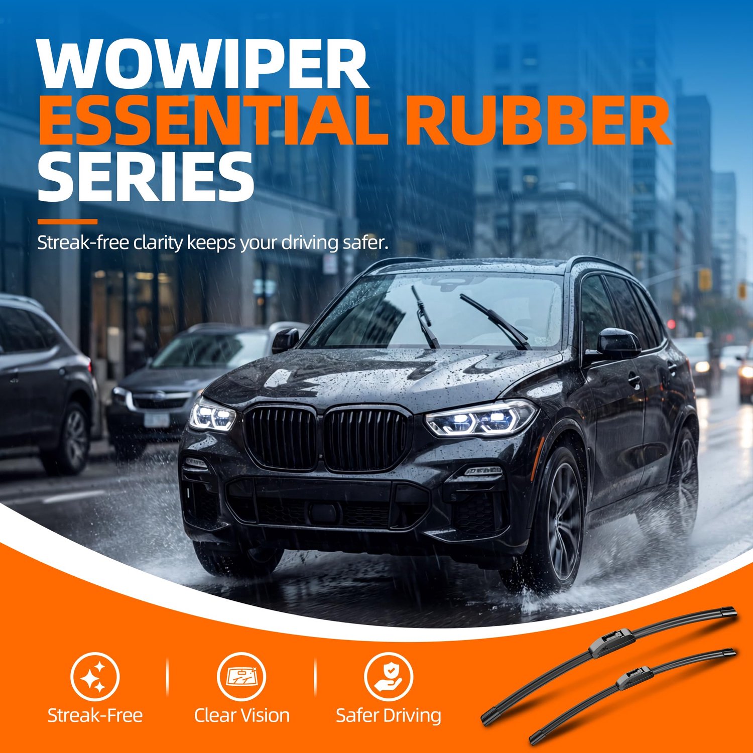 WOWIPER OEM 26"17" U/J-Hook Automotive Replacement Windshield Wiper Blades for My Car Superior All-Season Front - ShopVlot