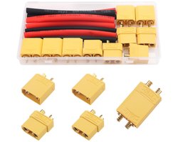YIXISI 5 Paar XT90 Connectoren, XT90 Mannelijke Vrouwelijke Kogelconnectoren Stekkers, XT90 Batterijconnectoren, met Krimpkous, voor Lipo Batterij