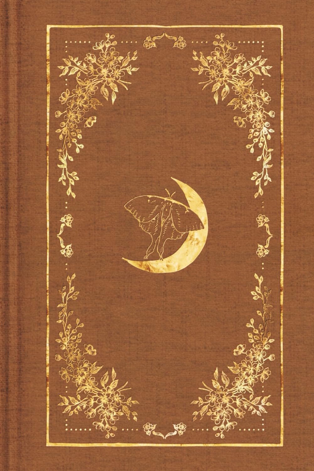 Moon & Moth Gold Journal: Lined Notebook 6×9 • Warm Brown Cover • 120 Cream Pages • Soft Matte • Mystical Floral - ShopVlot