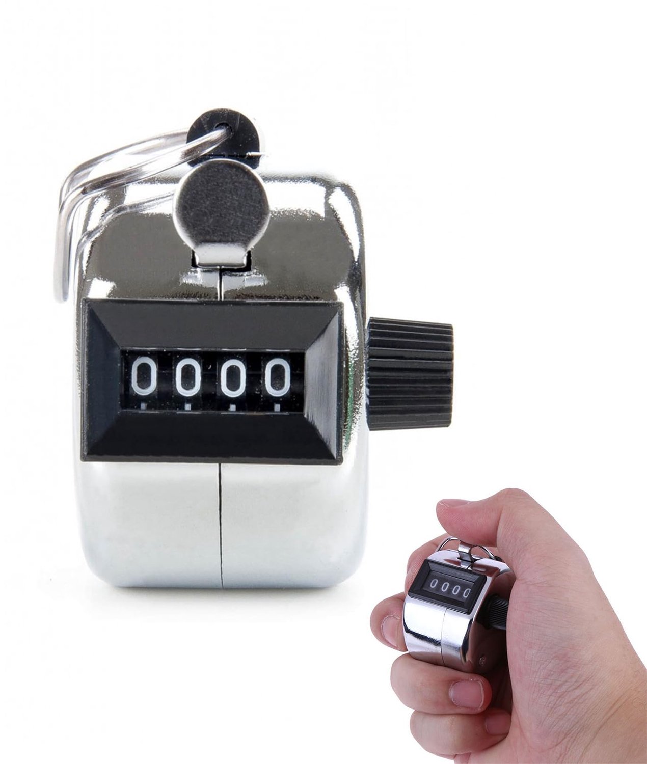 Oykrueats Handteller teller clicker metaal, 4-cijferige mechanische teller klikker, zonder batterijvoeding, persoonenteller, klicker metalen behuizing