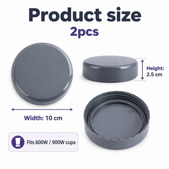 YouXunGS 2 stuks vervangende hersluitbare deksels met rubberen pakkingen, blauw Stay Fresh Flip Top Deksels Compatibel met Nutri Bullet 600W & 900W Bl — afbeelding 5
