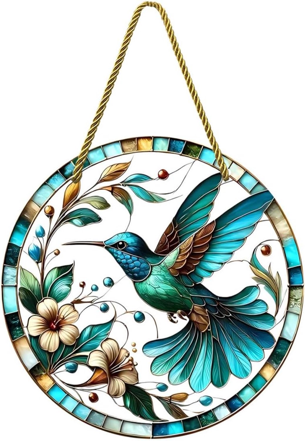 Tuinmuurkunst kolibrie - ronde acryl - weerbestendig - elegant decor voor buiten - ShopVlot
