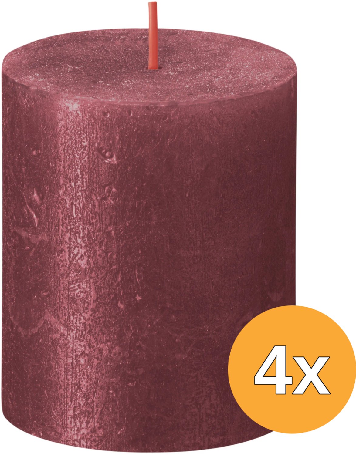 4x Bolsius Metallic Rustiekkaars 80/68 Rood (1 stuk)