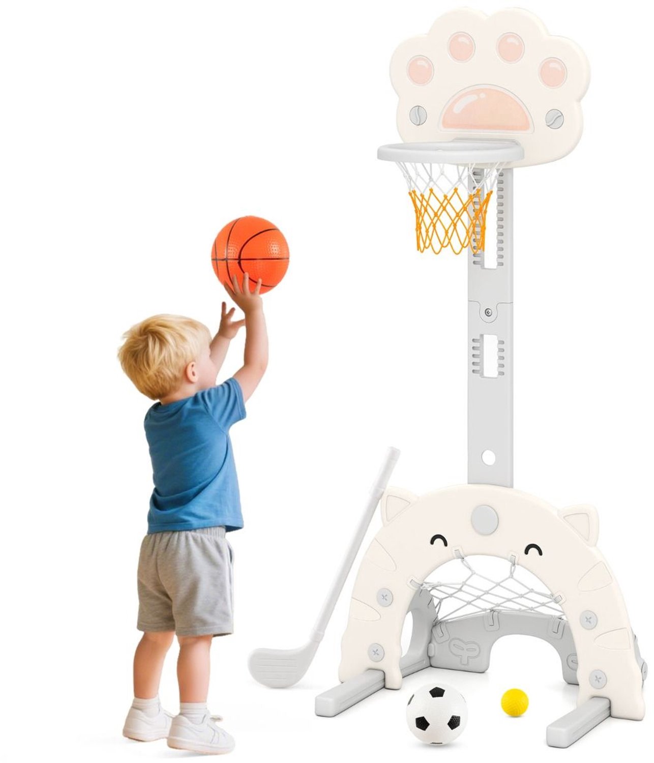 SureDeal® - Speelgoed - Basketbalring - Activiteitencentrum - Kinderen Speelset - Binnen - Buiten - 65x49x130 cm - Grijs