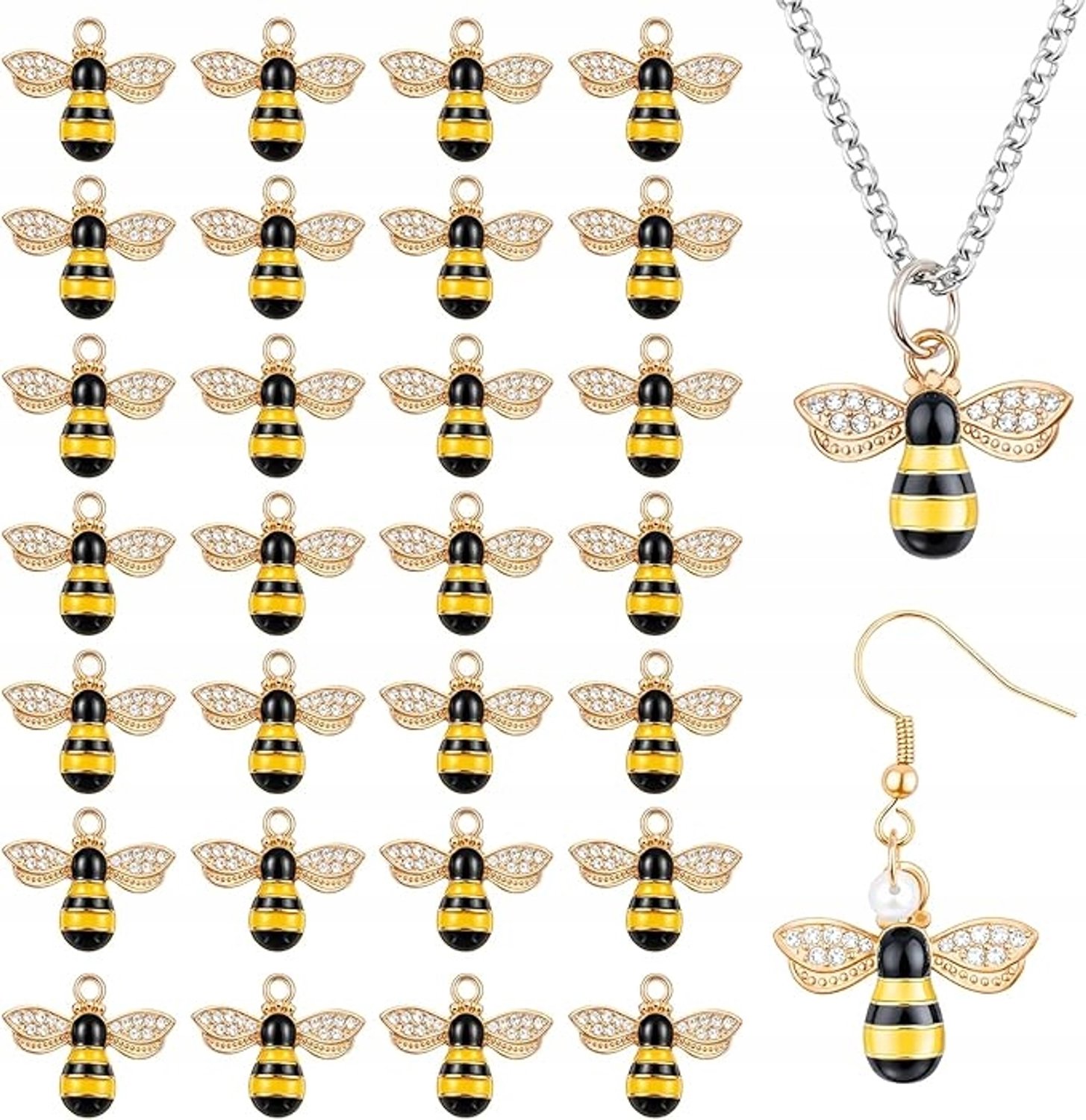 30x Gouden Bij Bedeltjes voor Sieraden & Sleutelhangers - DIY Charms