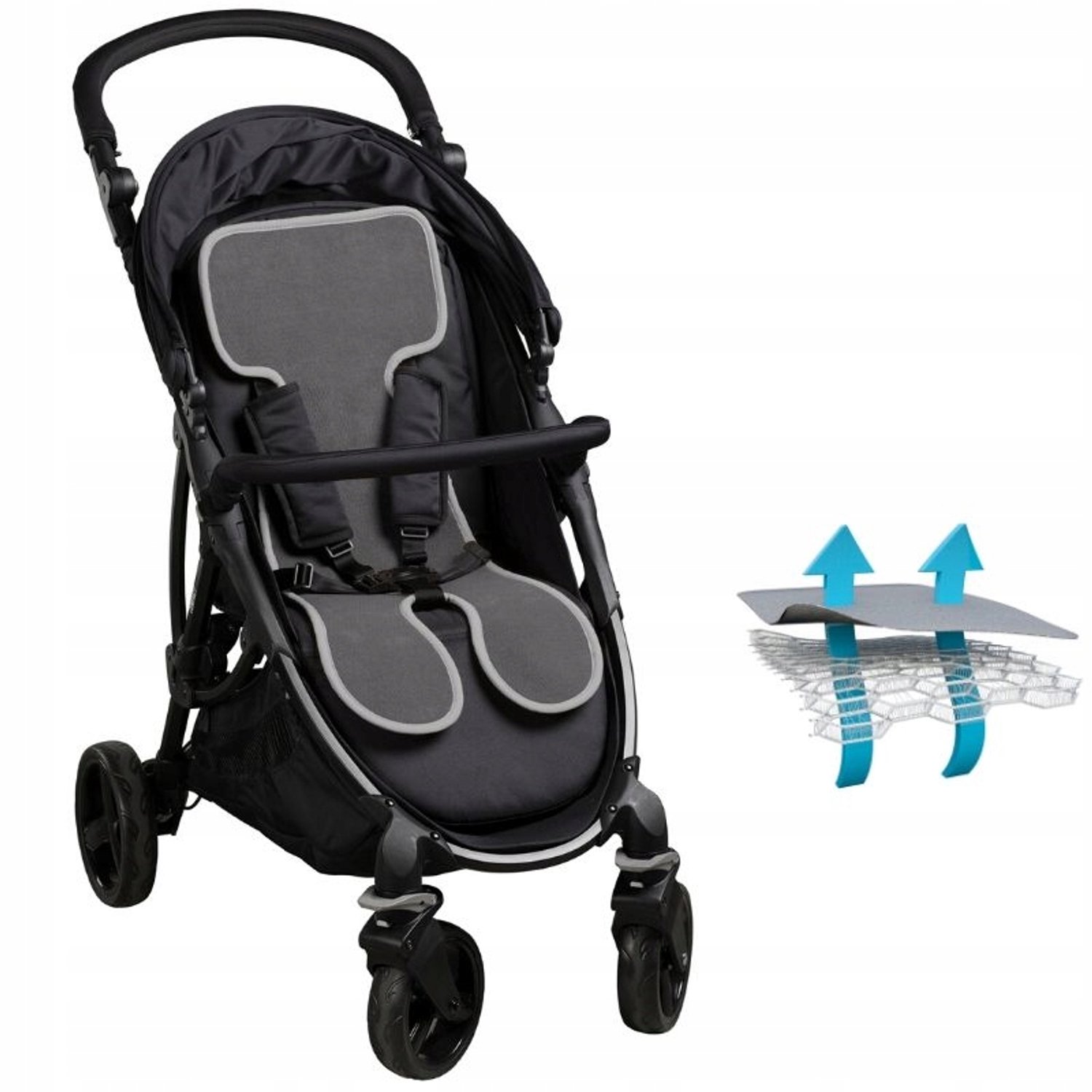 AirCuddle Ademende Inlegger Kinderwagen Grijs