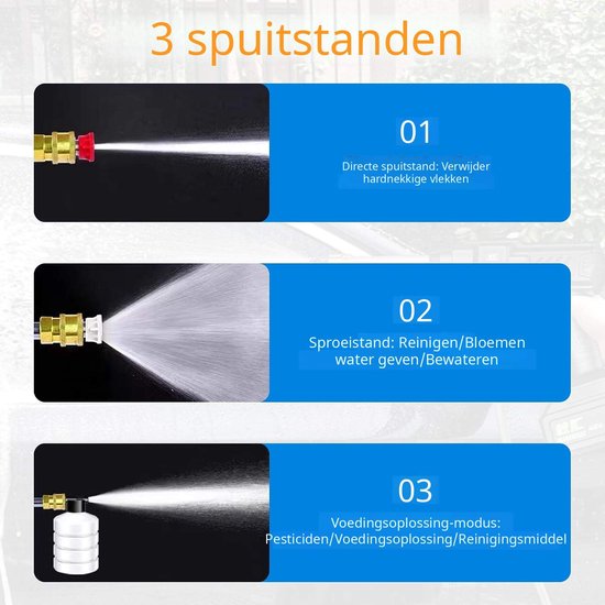 QEVA Hogedrukreiniger Auto - Hogedrukreiniger - Autostoomreiniger - Zwart - 10cm x 10cm x 10cm — afbeelding 4