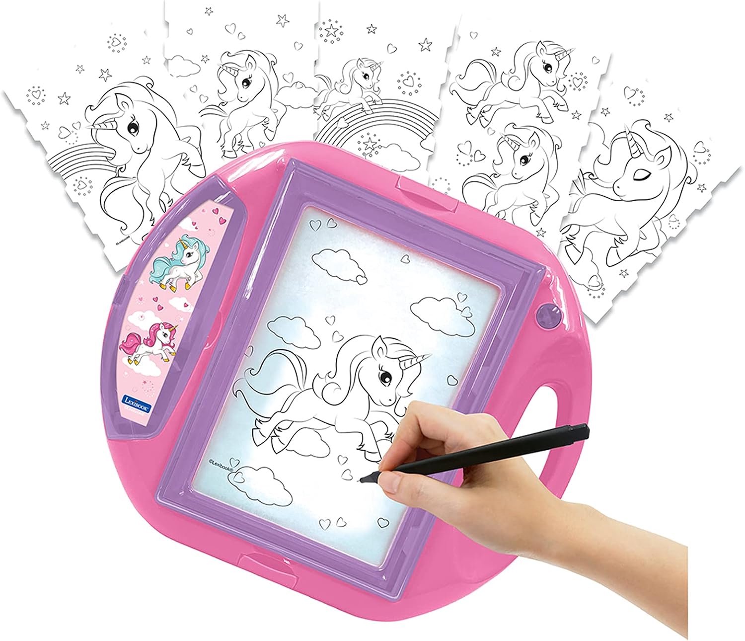 QEVA Tekenprojector Kinderen - Tekenprojector - Projectie Tekenbord - Roze/Paars - 31cm x 27cm x 6cm
