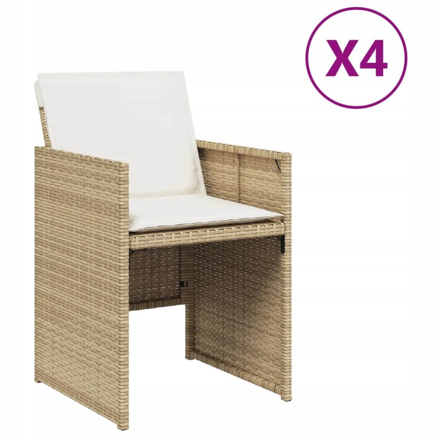 4x Tuinstoelen met Kussens - Stevig Rotan voor Balkon & Terras